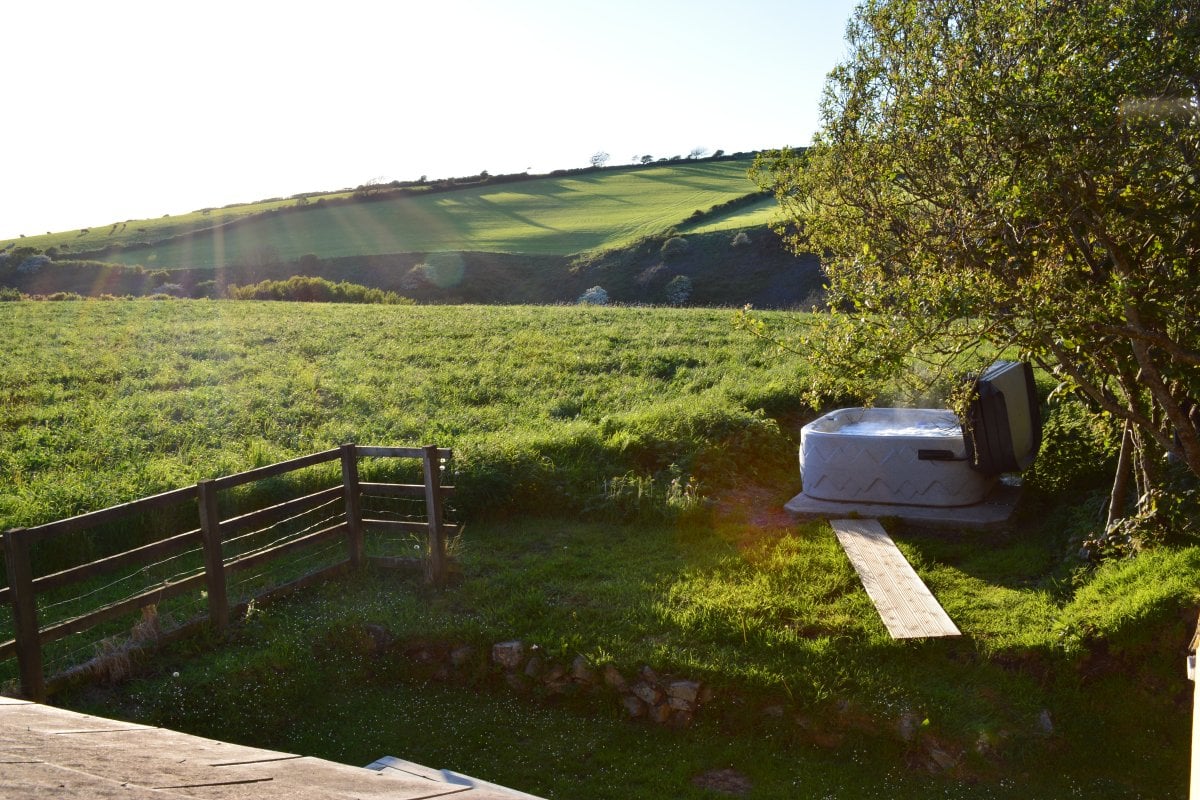 The hot tub - placed to take in the sunset